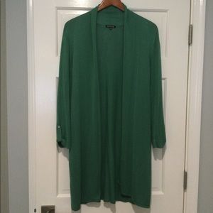 Pink Clover pretty green long open cardigan / duster XL